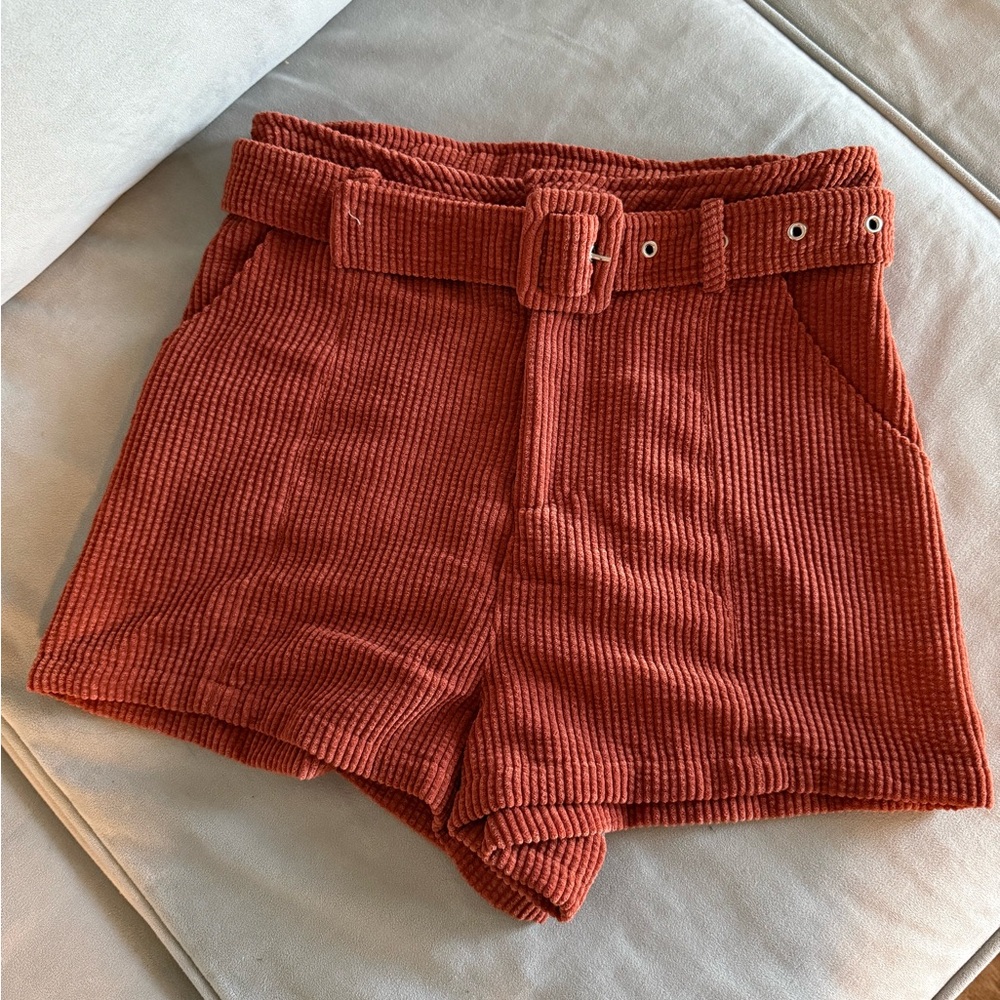 Altar'd State High Waist Corduroy Shorts - Rust